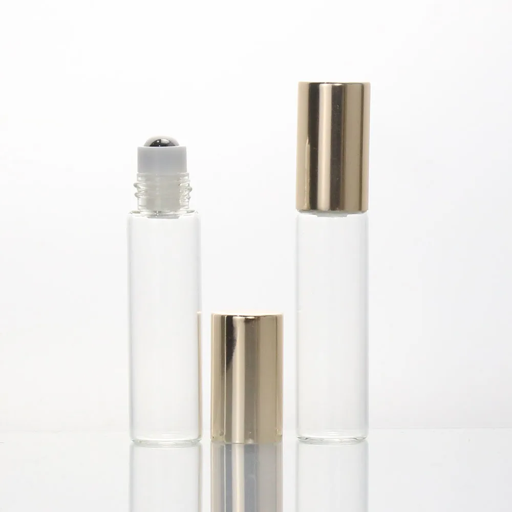 1ml 2ml 3ml 5ml 10ml  roll on glass clear green blue amber essential oil metal roller bottle with roller