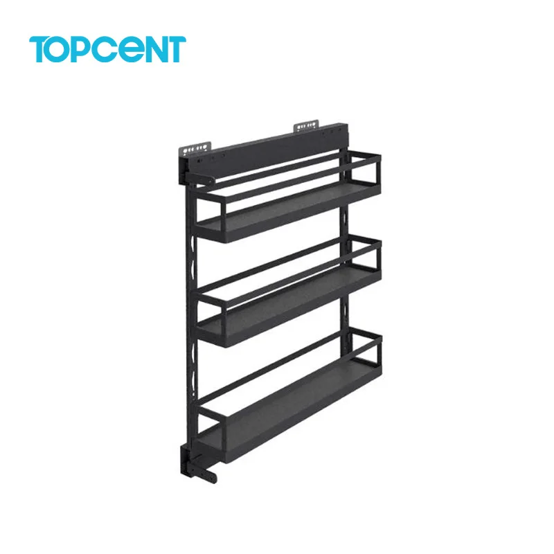TOPCENT New Arrival side install spice basket kitchen drawer sliding basket cabinet
