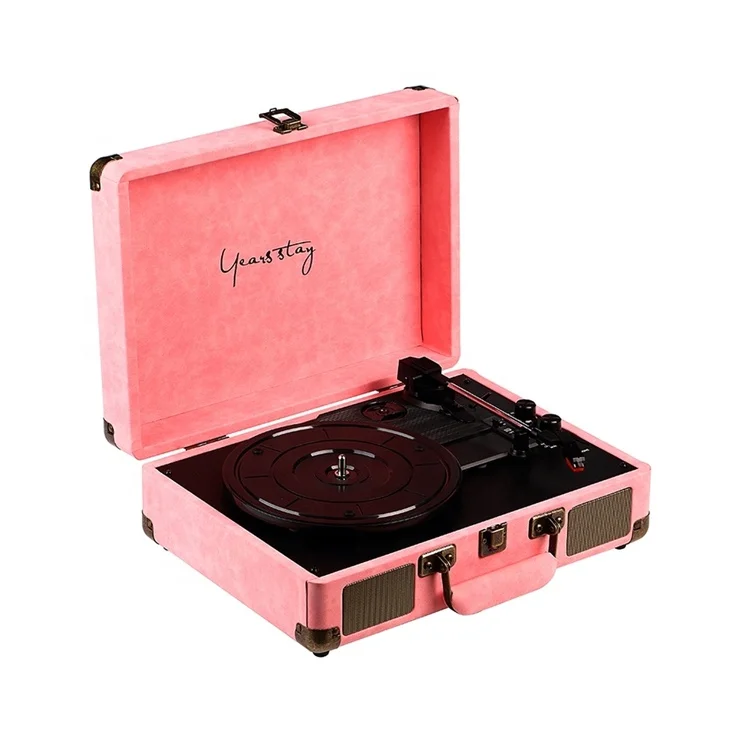 Hot Sale Portable Retro Turntable 3 Speed Record Player Speaker Suitcase Walkman Cassette Recorder Player