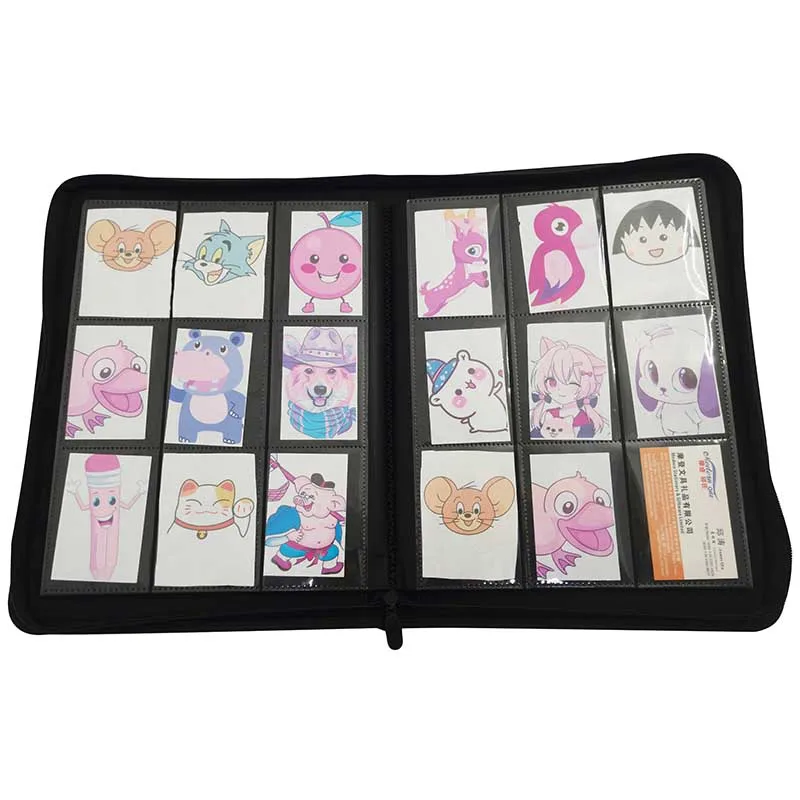 Modernqiu 9-Pocket PU Leather Trading Card Binder Customizable Zipper Design for 360 Cards as Stamp Card Photo Album