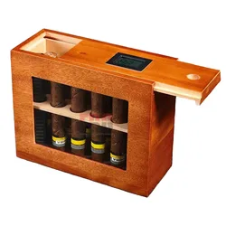 New Arivial Manufacturer Wood Cigar Boxes Humidor with Temperiture  Customized LOGO Hold 12 Cigars