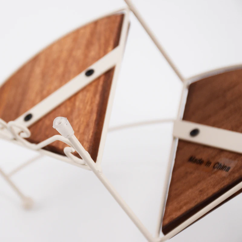 Japanese Style Home Decor Metal Wire and Wooden 3 layer Flower rack   for Household and Garden