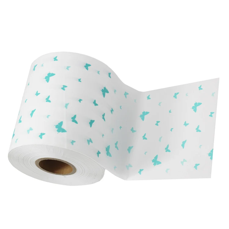 The factory sells baby / adult diapers and sanitary raw material PE film roll lamination Printing PE film Nonwoven fabric
