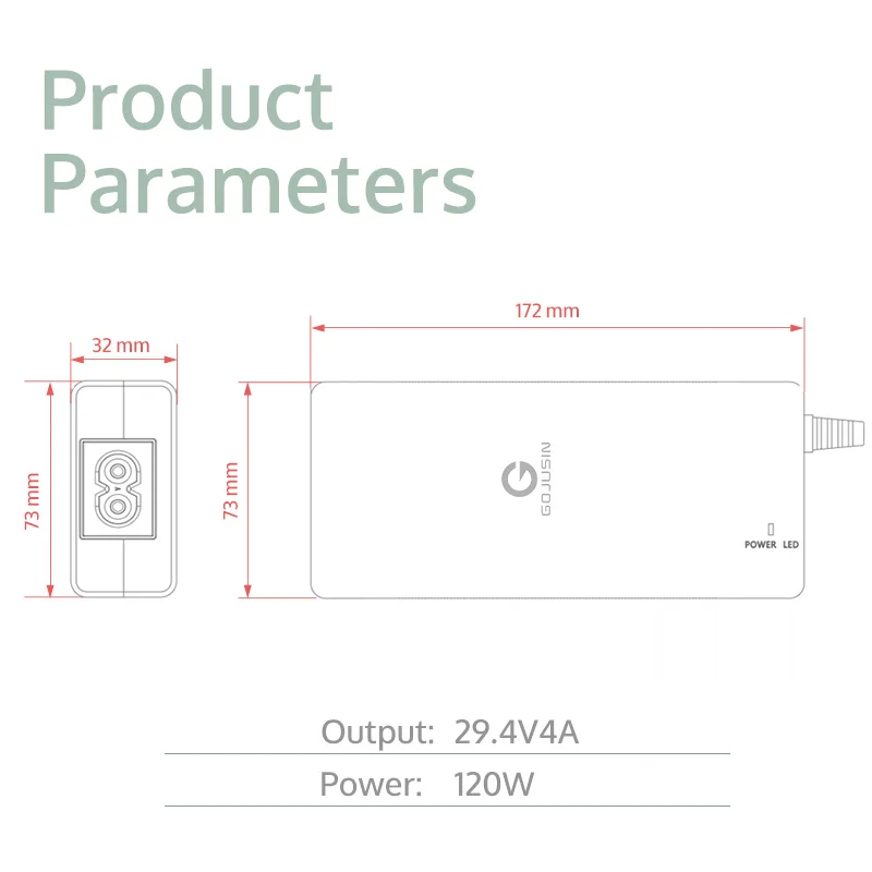 CE SAA KC PSE certified 29.4V 4A Lithium battery charger for 7S 24v battery pack