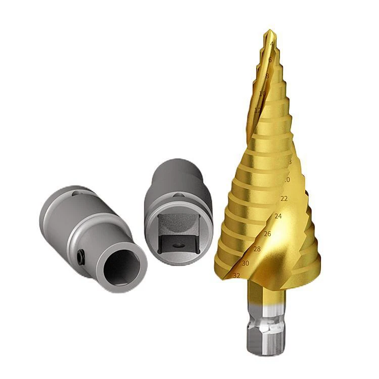 Special for electric wrench HSS step drill bit pagoda drill spiral flutes drilling without slipping