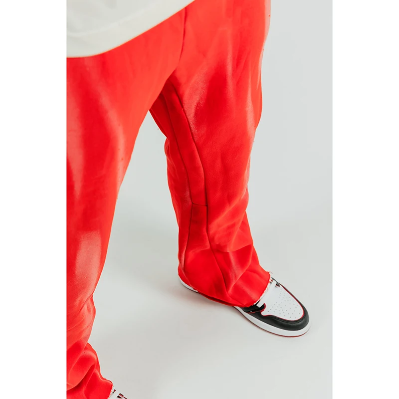 Custom mens flare sweat pants long trousers streetwear cotton bootcut drawstring heavyweig flared sweatpants