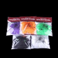 Halloween Decorations Artificial Spider Web Super Stretch Cobwebs with Spiders Scary Party Scene Decor Horror House Props