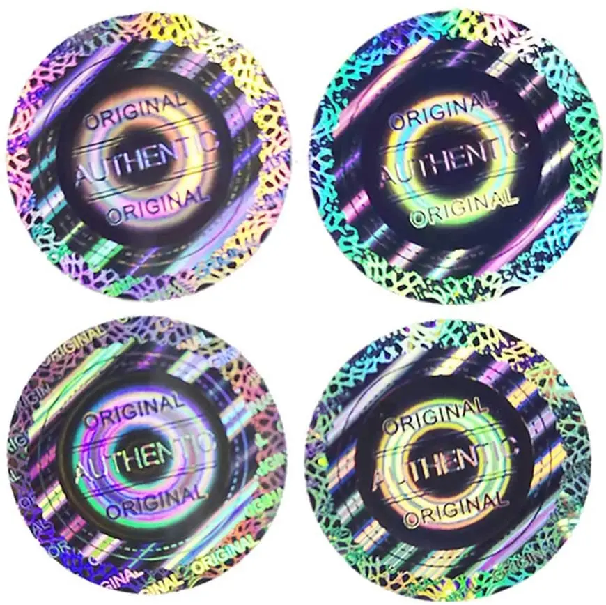 Custom Round Silver Genuine Authentic Tamper Evident Warranty Void Security Seal Tape Laser Holographic foil  Hologram Stickers