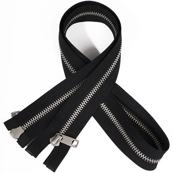 SAS 3 # 5 # 8 # Double Open Tail Metal Zipper Y Teeth Double Pull Head Pull Lock Clothing Zipper Wholesale
