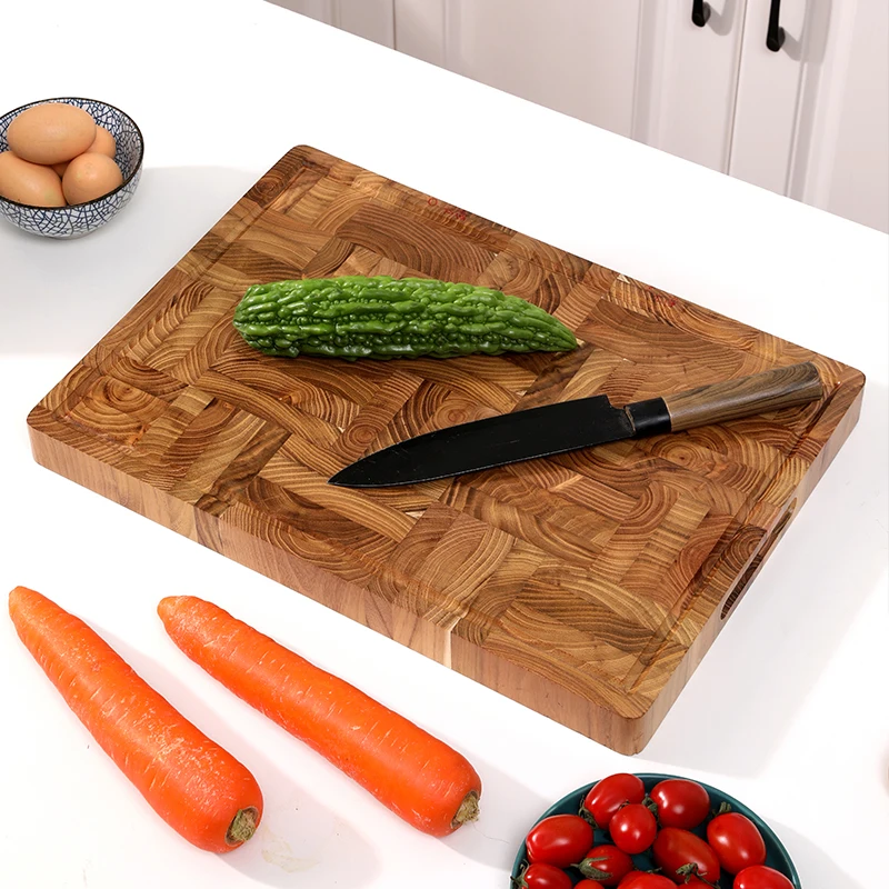 Natural Wood Cutting Board with Handle Wooden Kitchen Chopping Board Thick Dishwasher Safe for Meat Cheese Vegetables Fruits