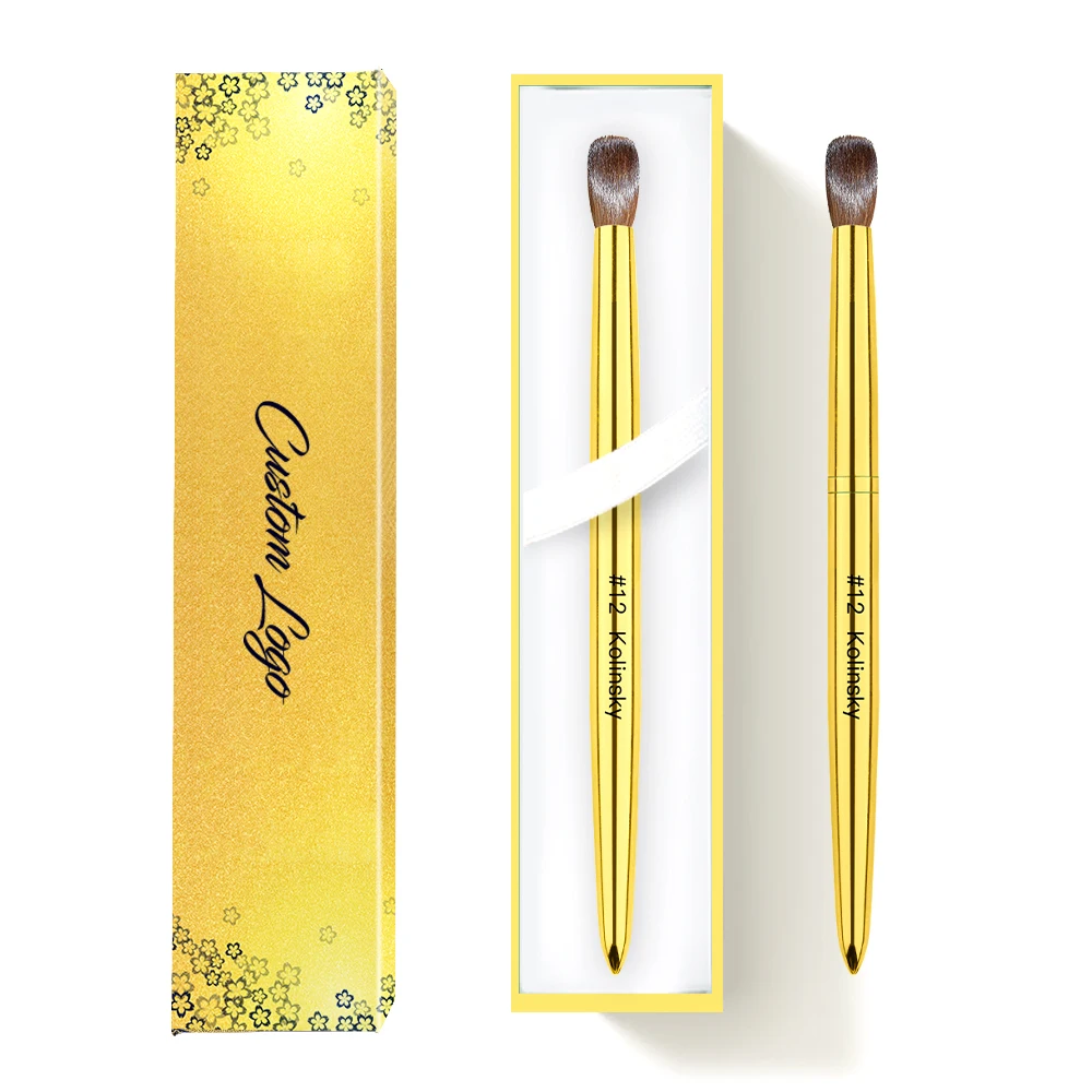 Luxury Gold Metal Acrylic Brush Kolinsky High Quality Thick Hair 100% Pure Kolinsky Acrylic Nail Brush For Nail Powder