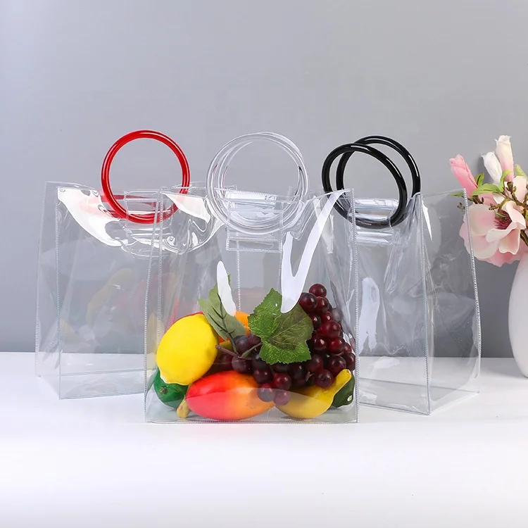 wholesale customized clear transparent custom pvc handbag fashion gift bag