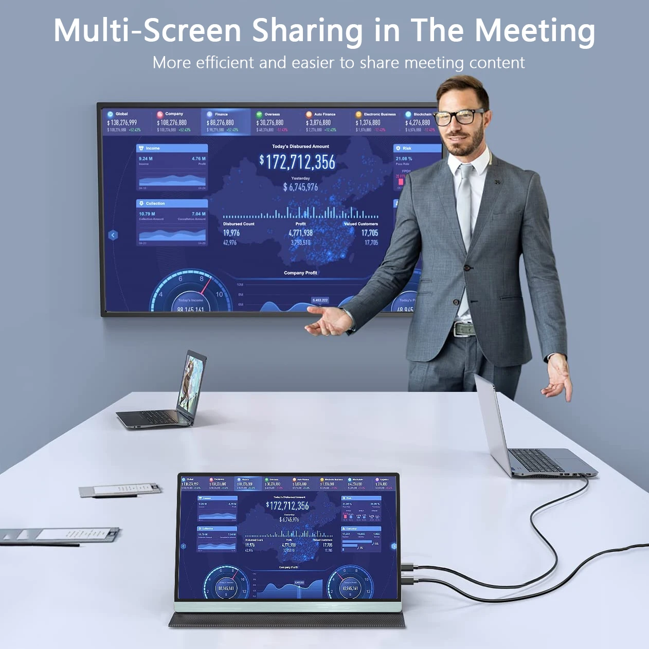 13.3 inch portable monitor 1080P 1200:1 100% of sRGB color gamut screen portable gaming monitor for laptop ps5