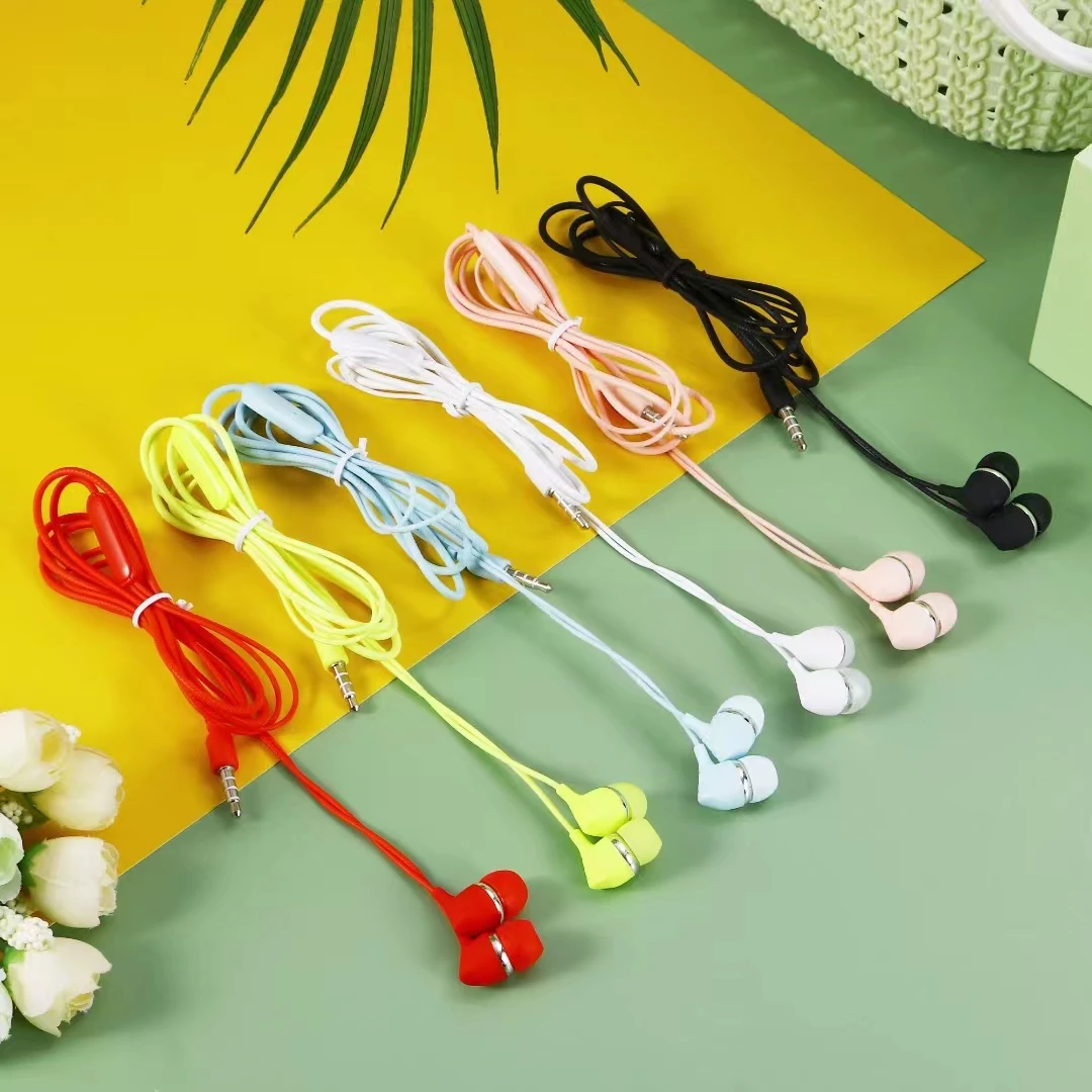 Candy colors wired earphone&headphone hands free mobile phone earphone 3.5mm handfree phone headset with MIC