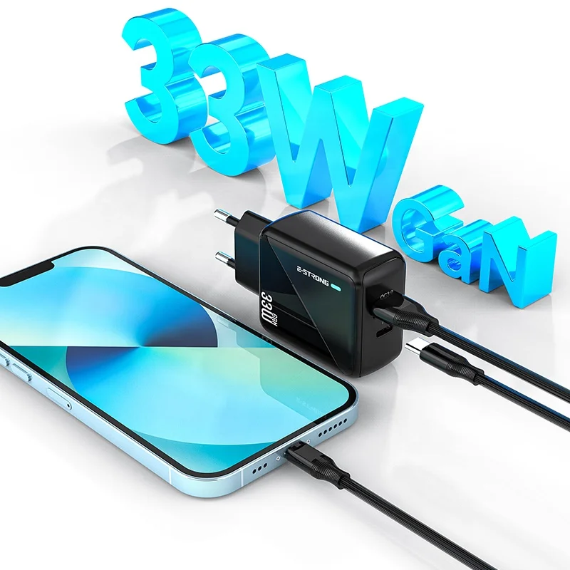 PPS GaN Charger USB C Wall Charger Dual Port 33W 22.5W AC Adapter Portable Travel Charger for Mobile Phone Tablet