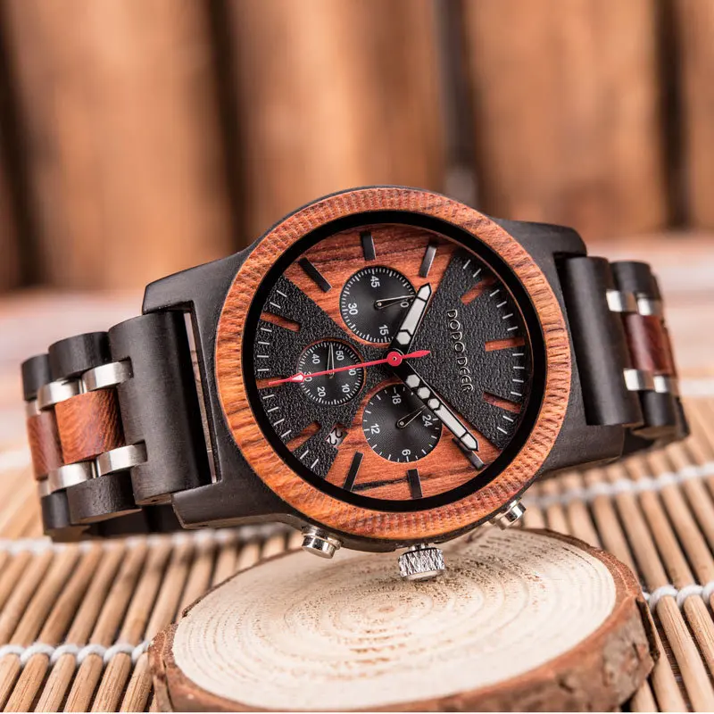 DODO DEER Popular bewel wooden watch Genuine Wood wood wristwatches in quartz watch For Men