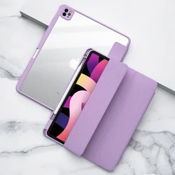 Hot Selling Detachable Leather Acrylic Tri-fold Tablet Covers & Cases For iPad Pro 12.9 2021 Tablet Case