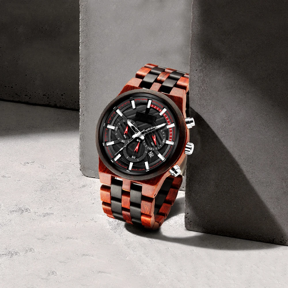 Новые водонепроницаемые деревянные кварцевые мужские часы