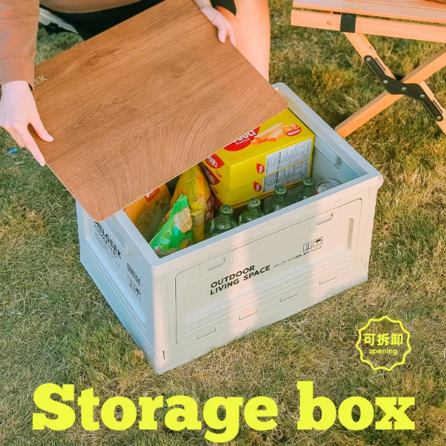 Durable Lidded Storage Bins Collapsible Storage Box Crates Plastic Tote Storage Box Container Stackable Folding Utility Crates