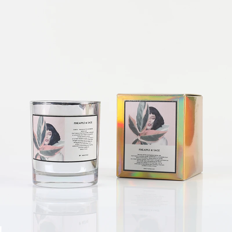 M&Sense foil sliver custom logo soy wax luxury aromatherapy manufacturer scented candle