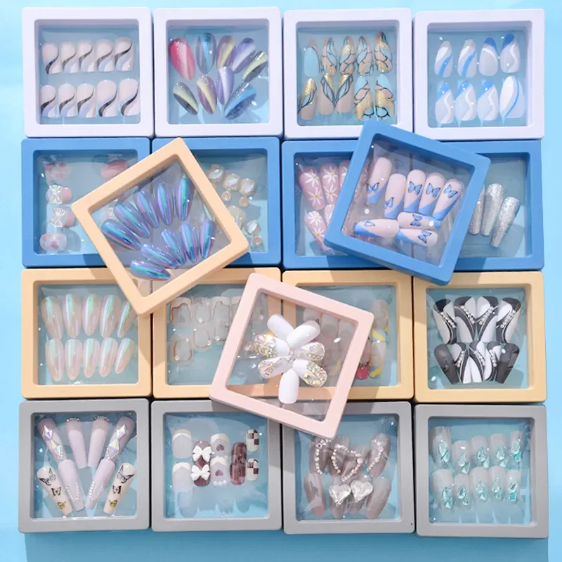 Own Brand Customized Box Ins Press on Nails New Fashion High Quality French Luxury Acrylic Popular Reusable Wholesale 24 Pcs