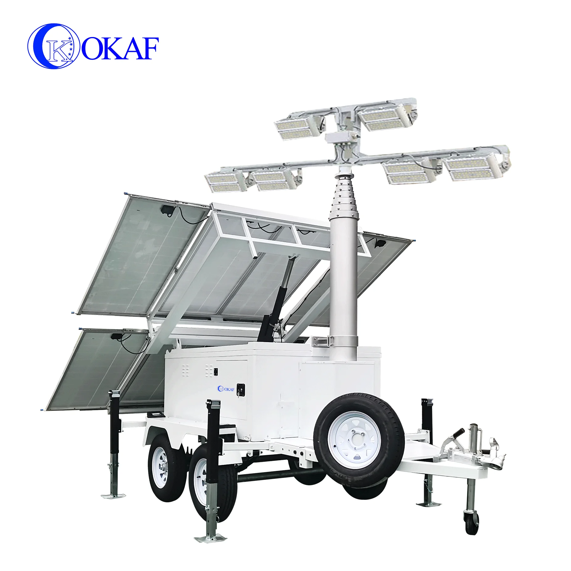 10m hydraulic high mast led light solar power mobile flood light tower temporary lighting for rent