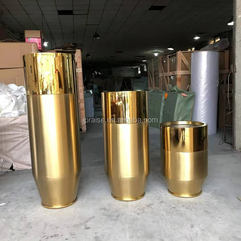 Hotel decor metal big outdoor plating plant pot / flower vases for living room