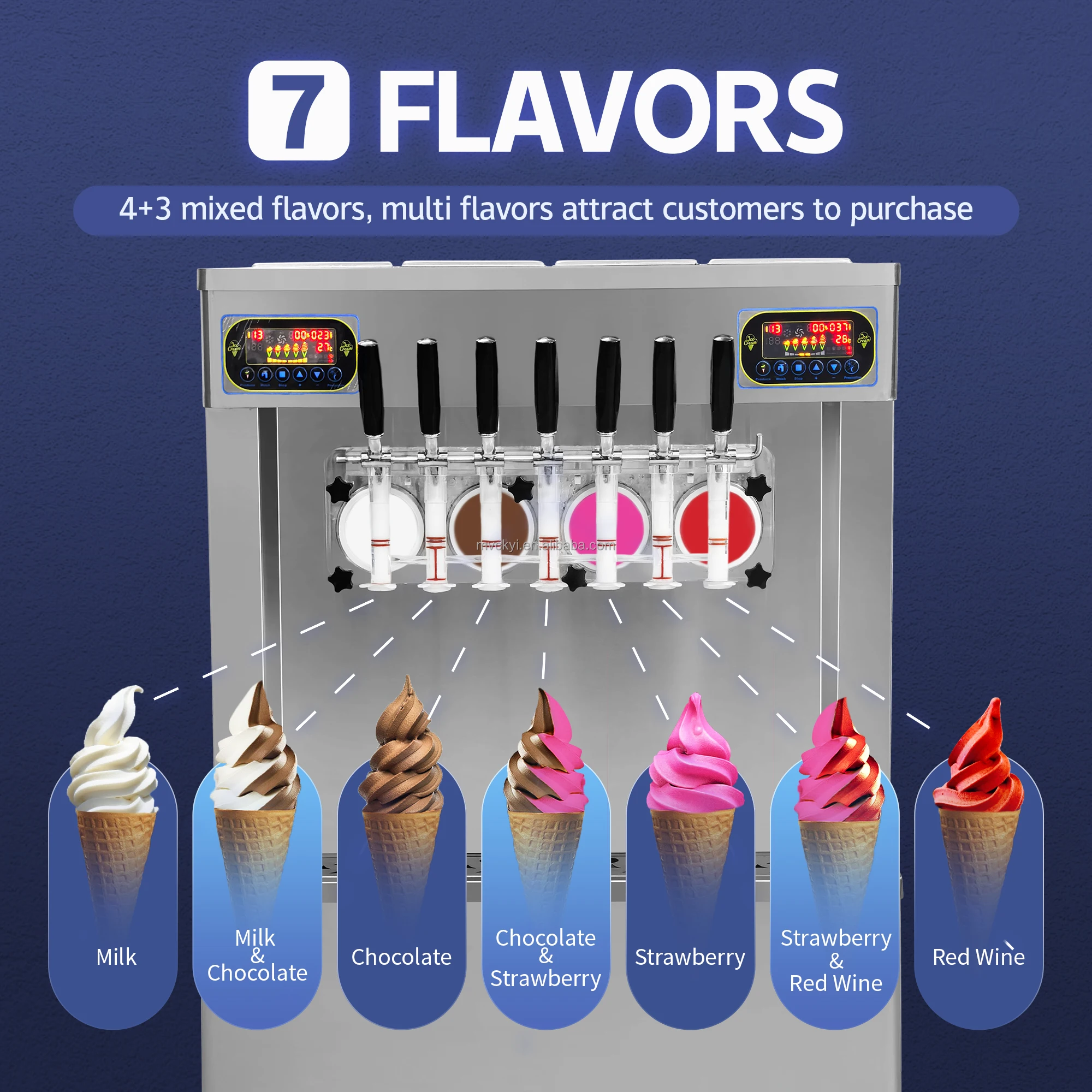 Factory Price 7 Flavor Soft Ice Cream Making Machine Carpigiani portable snack Sundae Frozen Yogurt Ice Cream Maker