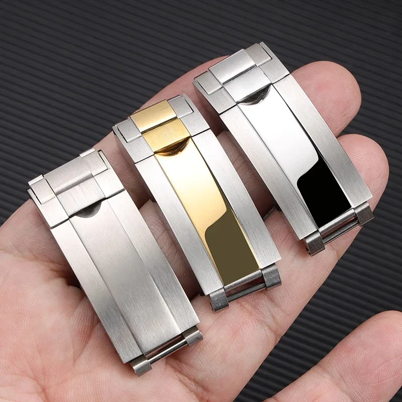 9mm Watch Band Glide Clasp for R-olex DAYTONA SU-BMARINER GMT Yacht-Master Stainless Steel Fine-tuning Pull Button Watch Buckle