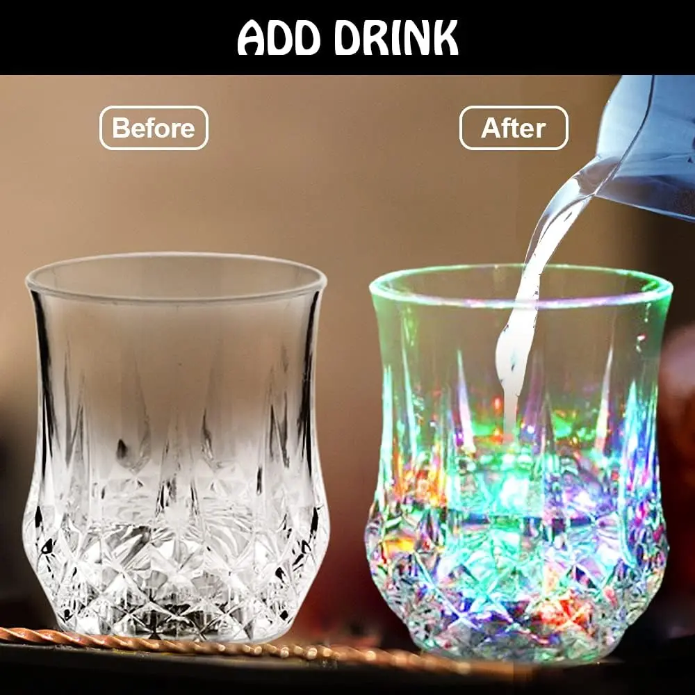 LED Cups Flashing Light up Automatic Water Activated Color Changing Wine Whisky Beer Juice Drinkware Mugs Shot Glass