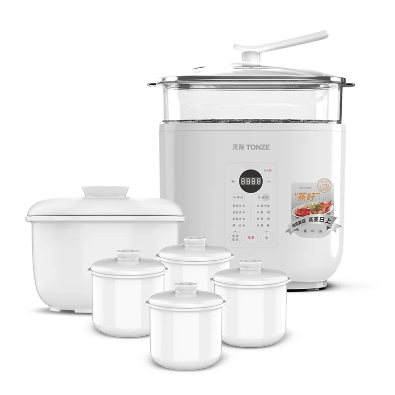Tonze big capacity 5.5L multi use programmable ceramic stew pot with food steamer smart slow cooker crock pots