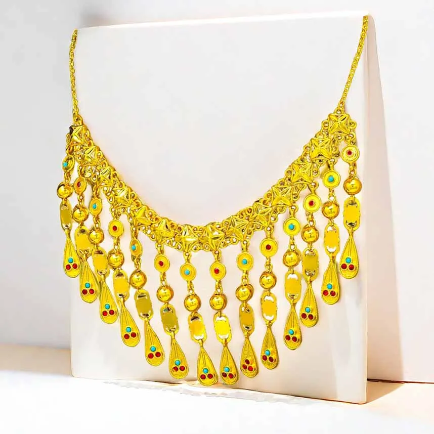 New Arrivals Gold Plated Kundan Jewelry Hot Sale New Design Dubai Crystals Gemstone Women Fashion Chain Necklaces