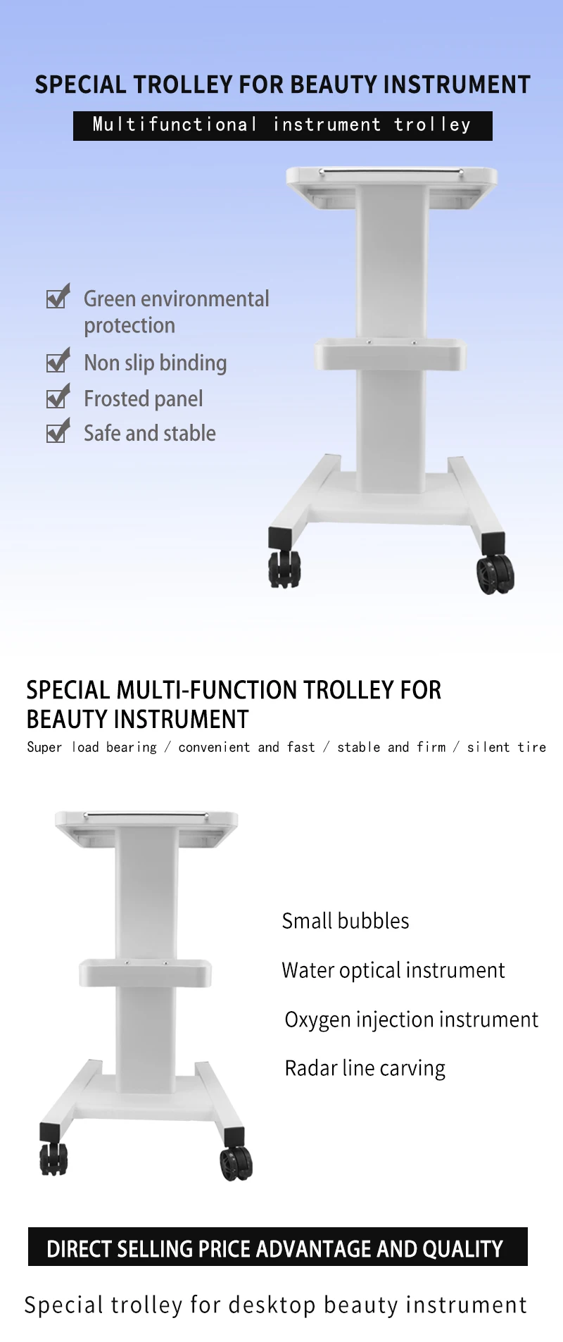 new arrival modern white Plastic Beauty  Salon Mobile Hairdressing Trolley Cart