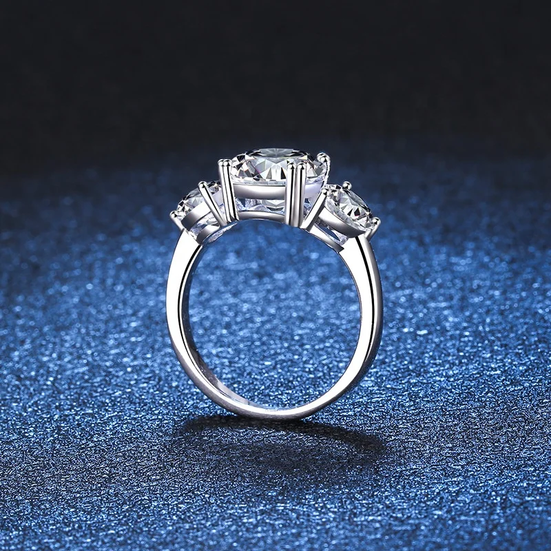Wholesale s925 sterling silver ring female ring platinum plated European and American Sanshengshi luxury 3 carat moissanite ring