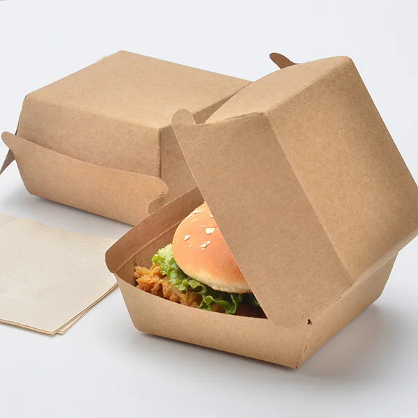 
Wholesale custom food grade corrugated takeaway brown kraft burger box 
