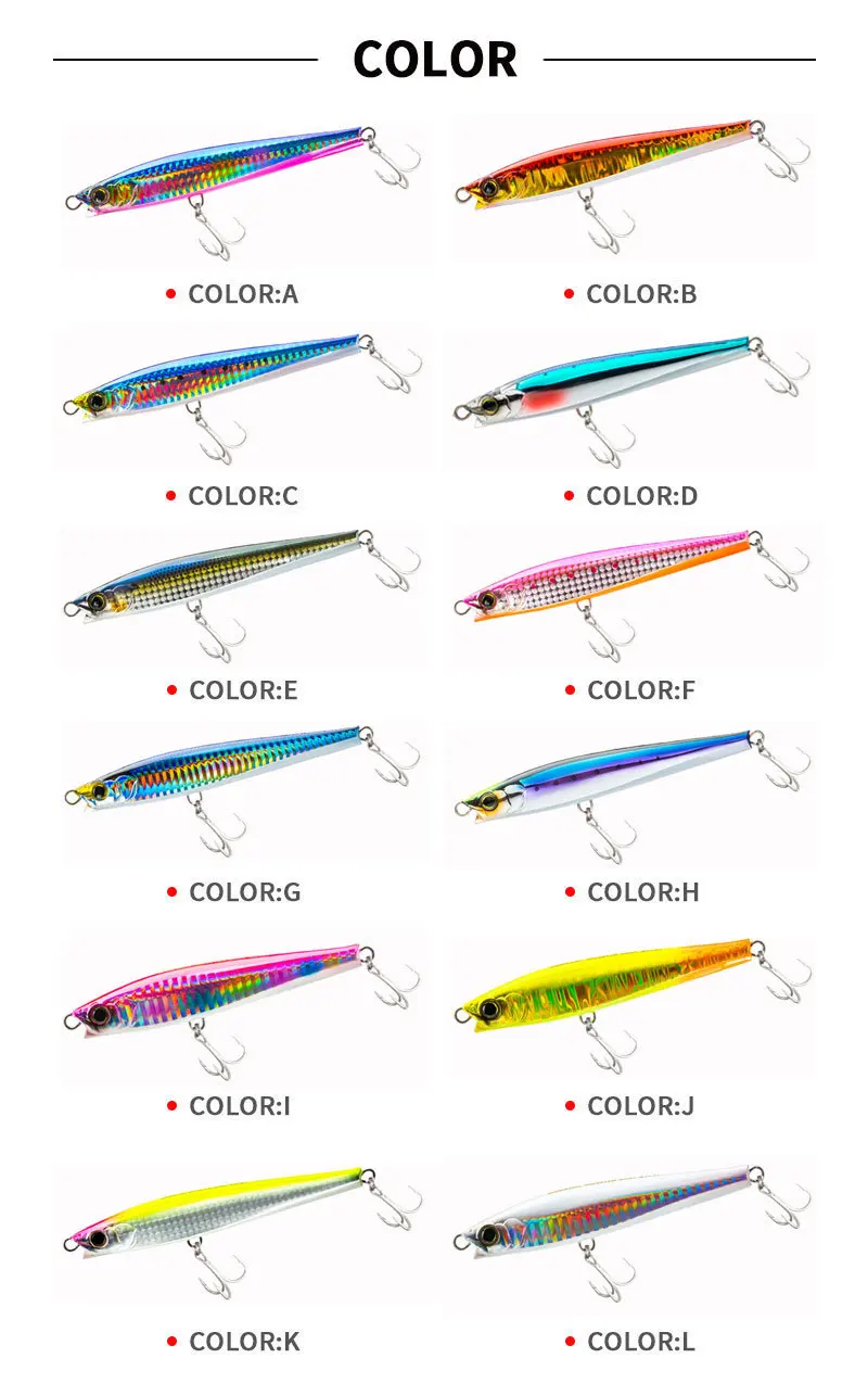 Jetshark 11cm 50g 12Colors Plastic false bait High-quality Sinking Bait Pencil Fishing  Lure