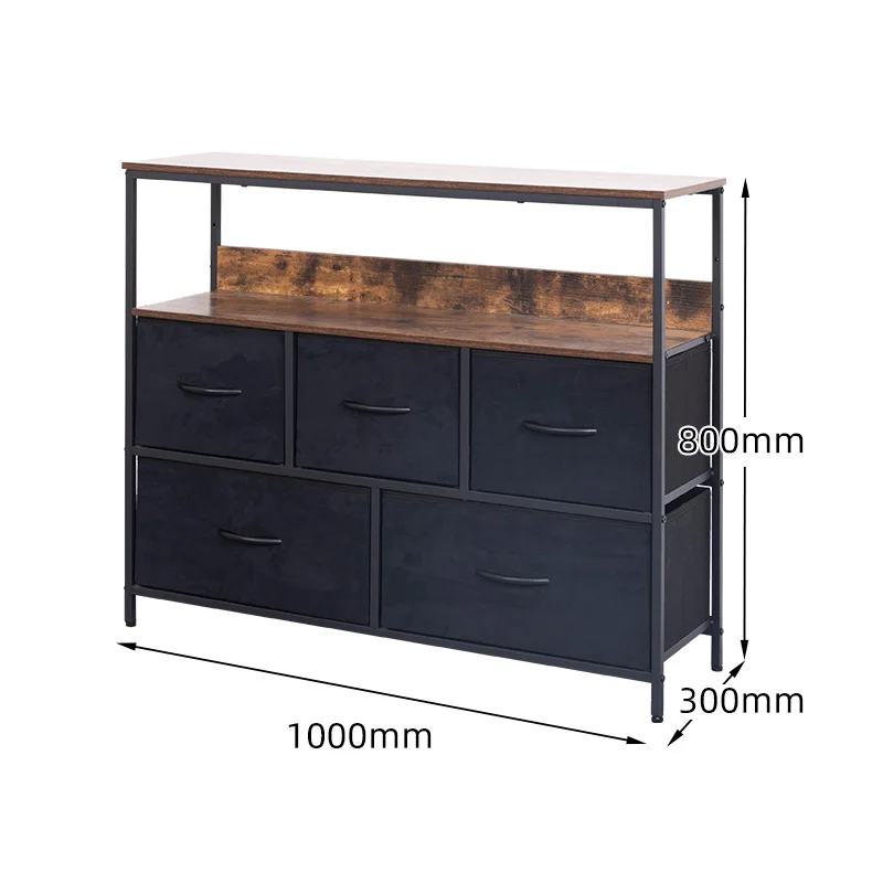Modern TV Stand Living Room Dresser TV Stand Entertainment Center with Fabric Drawers Media Console Table with Open Shelves