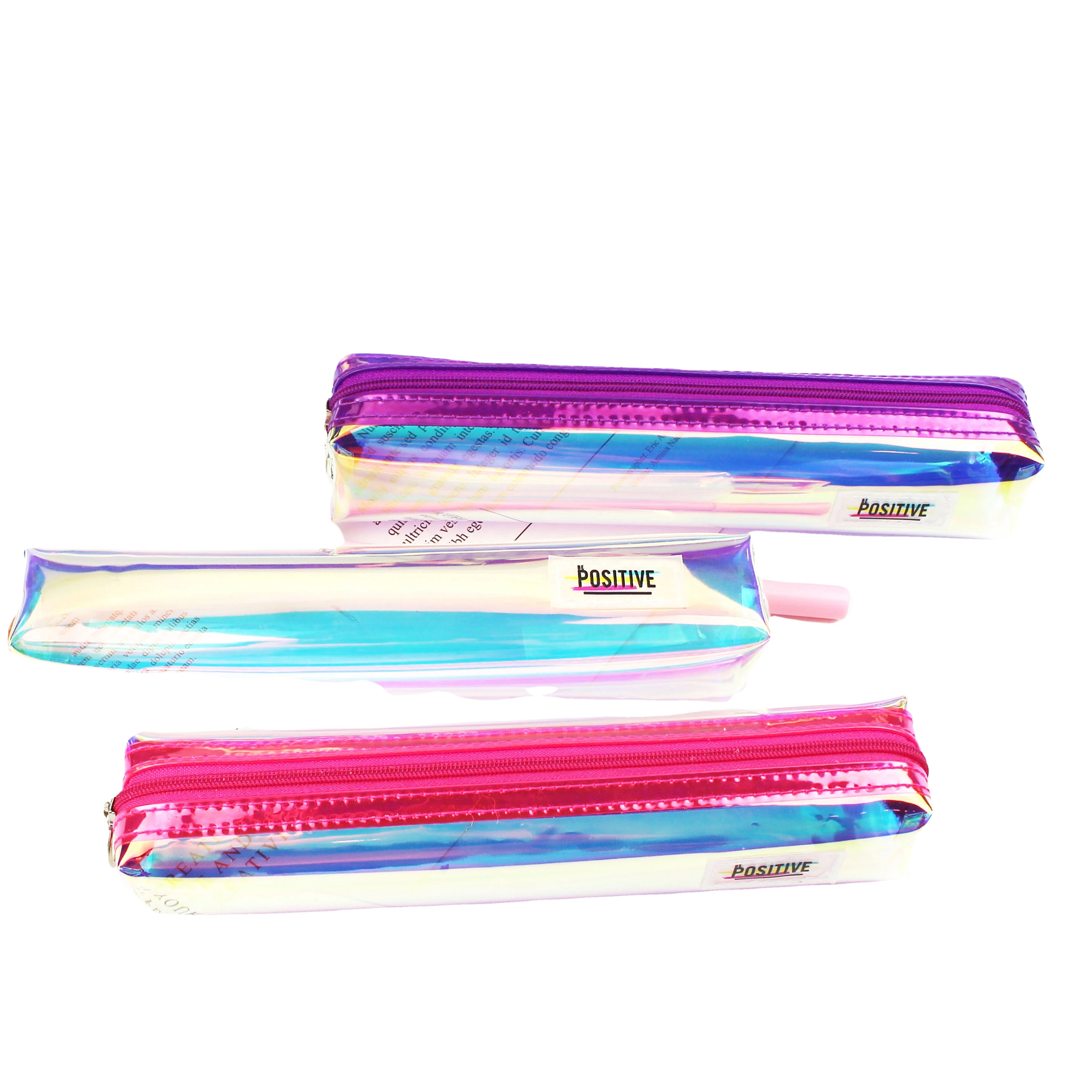 Holo  pen bag Shiny zipper pencil case laser  pen pouch  custom  promotion  pen bag for girl
