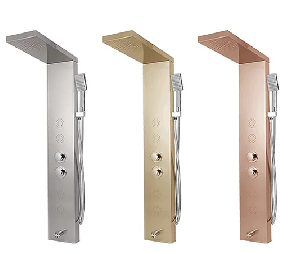 European style 304 Stainless Steel Nickel Brushed shower tower panels in shower bathroom