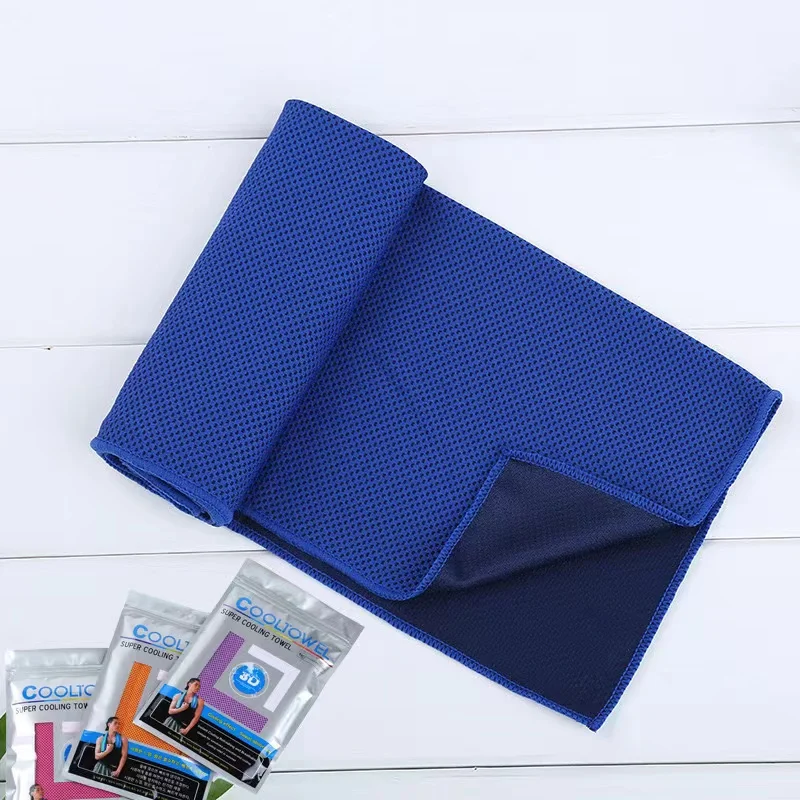 Heenlong Wholesale Custom Logo Design Refreshing  Rectangle Microfiber Cooling Sports Towels for Travel Outdoor Sports Yoga