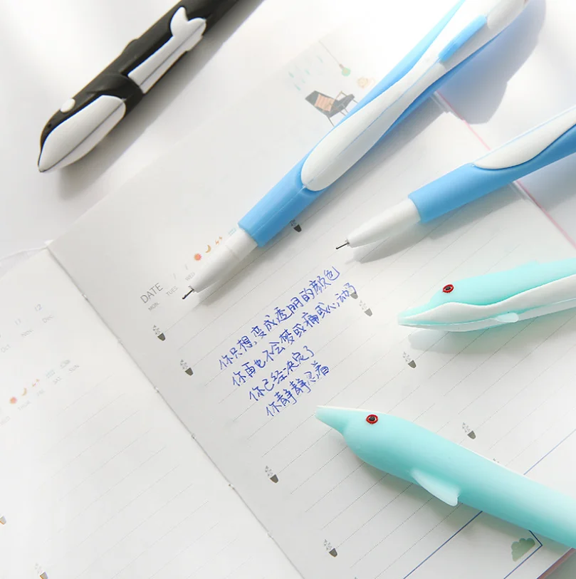 Wholesale Creative Submarine World Silicone Shark Pen Cute 0.5mm Dolphin Neuter Pen for Students Quickly Dry