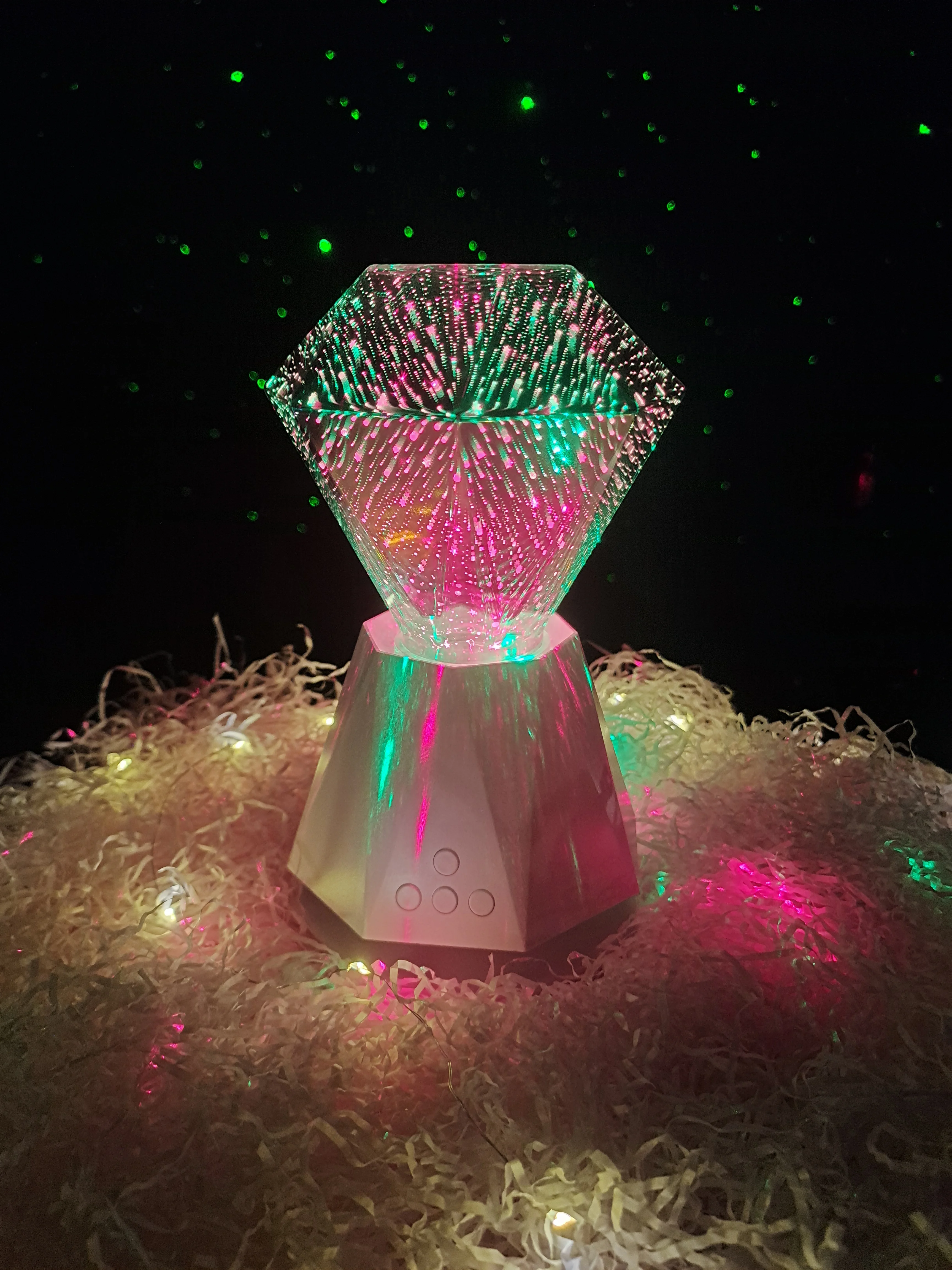 Newest 360 Degree Rotation Multi color 3d diamonds music Night lamp Projector Kids Led Star