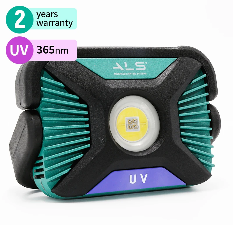 Мощный перезаряжаемый УФ светодиодный прожектор ALS 1500lm, Магнитный Водонепроницаемый рабочий светильник для ремонта автомобилей