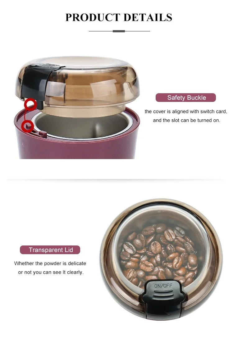 Mini Electronic Home Espresso Coffee Bean Spice Grinder Food Processor Multifunctional Coffee Grinder
