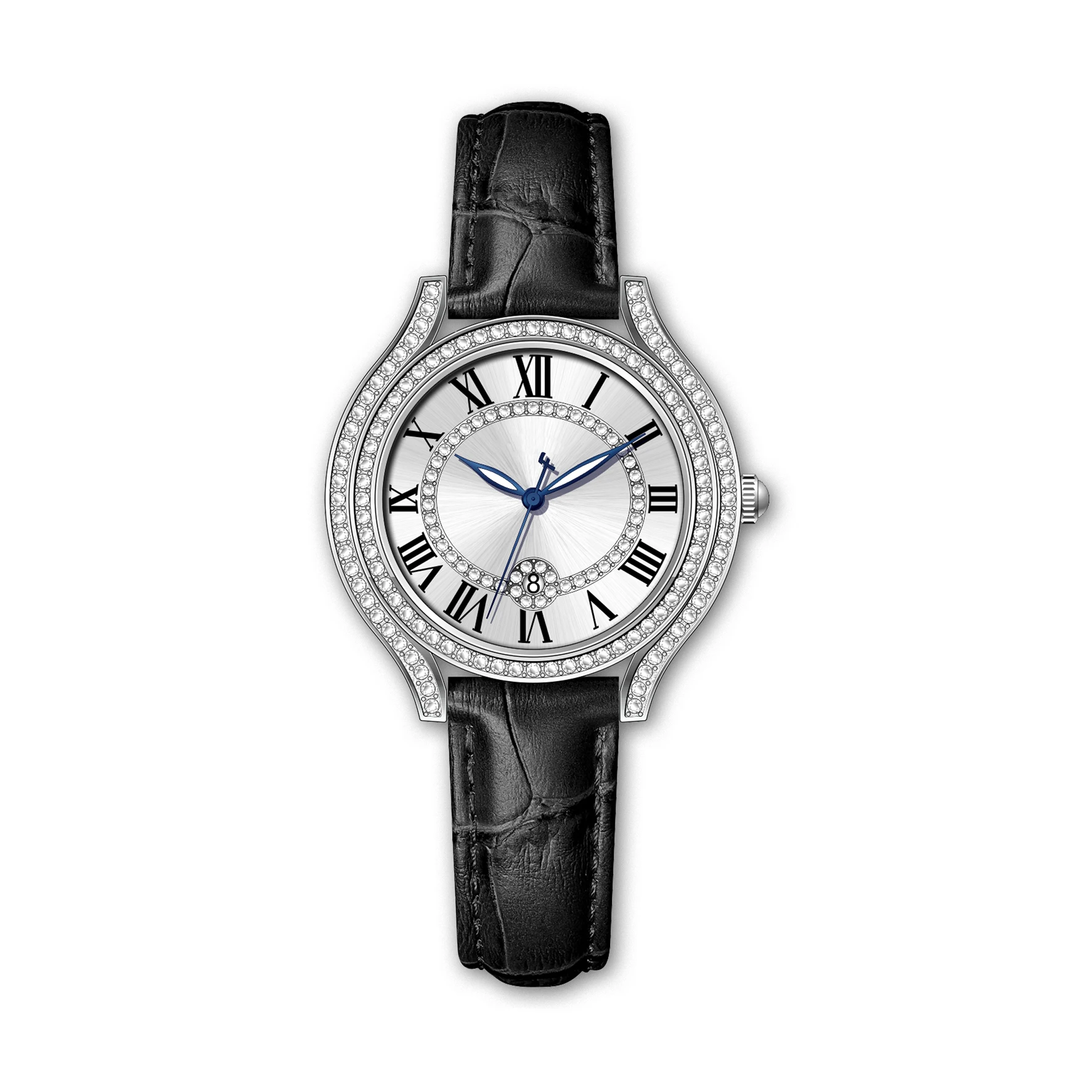 Wholesale Diamond Fashion Ladies  luxury manufacturing customizable fashion custom stainless steel case diamond lady woman watch