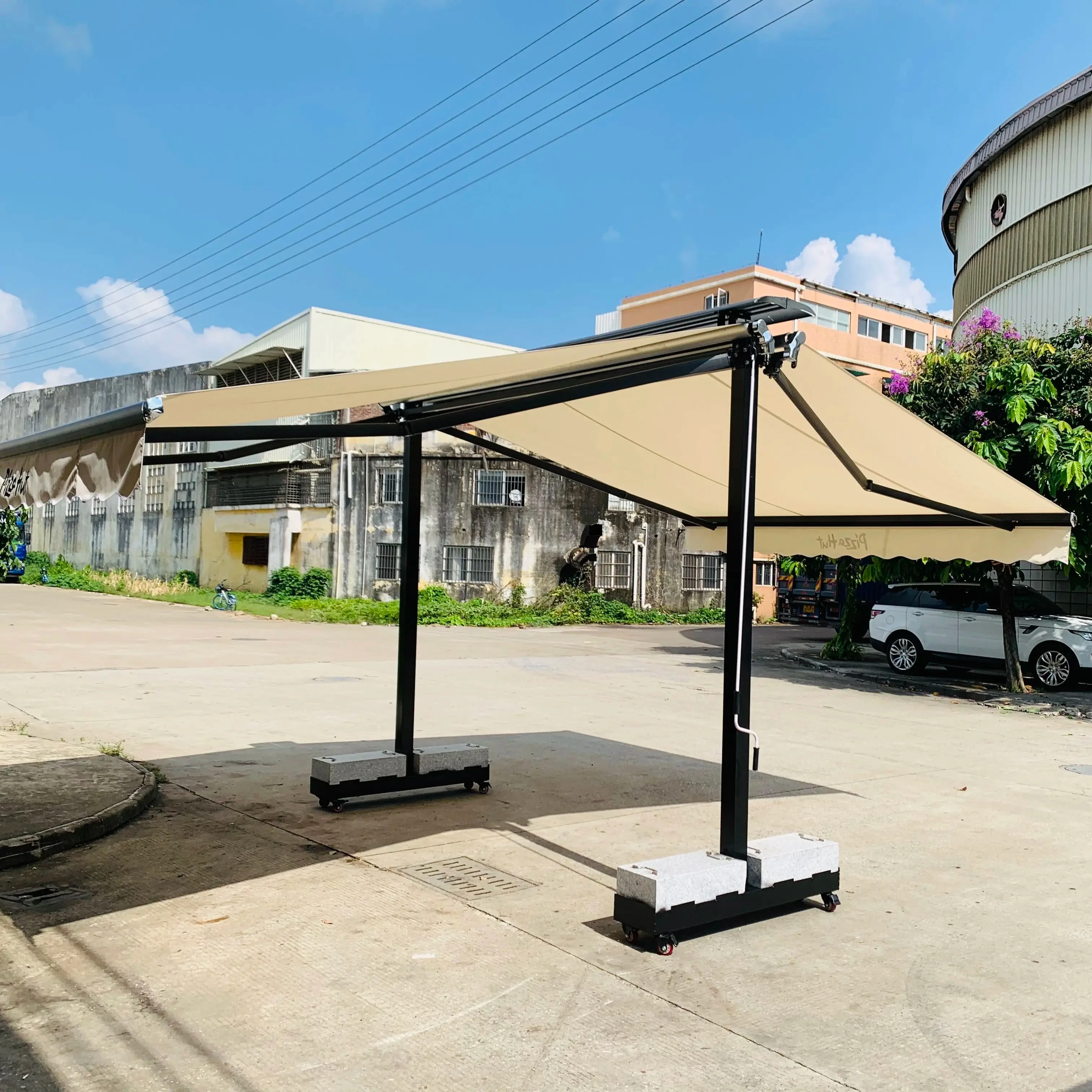 outdoor cheapest model new awning canopy pa coated powder coated motorised  best retractable double side sunshade patio awning