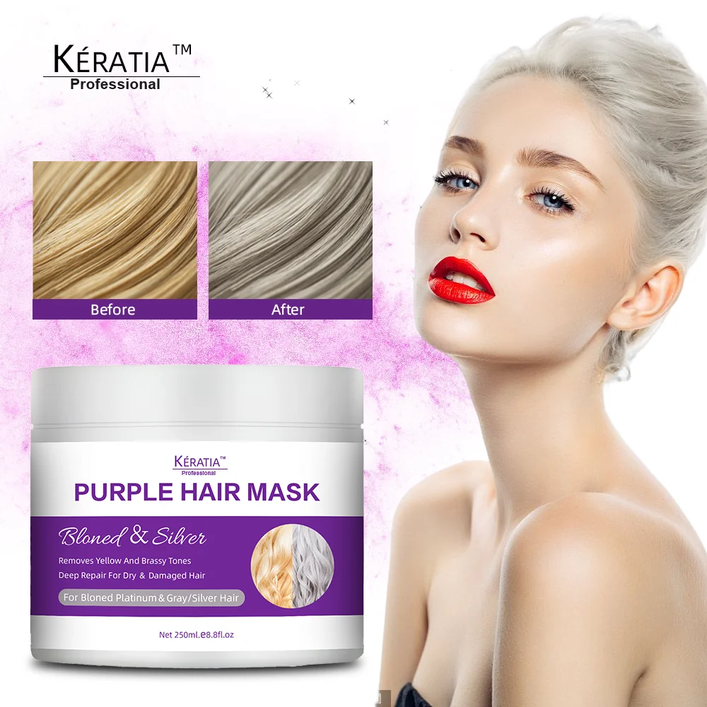 Purple Color Hair Mask Argan Oil Coconut Oil Anti Aging Platinum Blonde Hair Mask Repair Deep Hydration Hair Treatment Mask