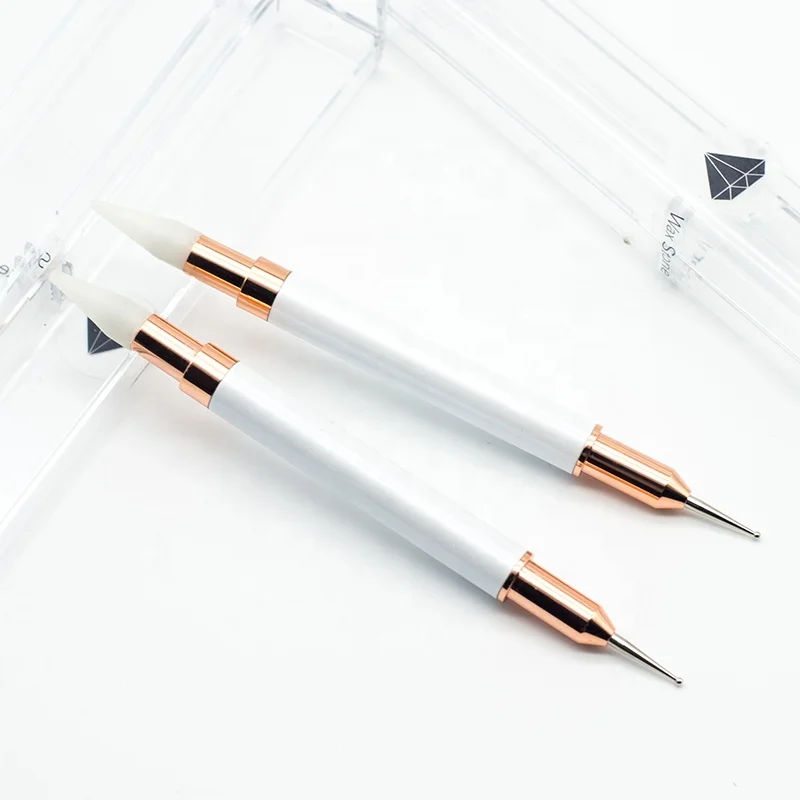 Double Heads Wax Nail Drill Pen Dotting Pencils Nail Art Picker Pen Metal Nail Acrylic Gel Brush