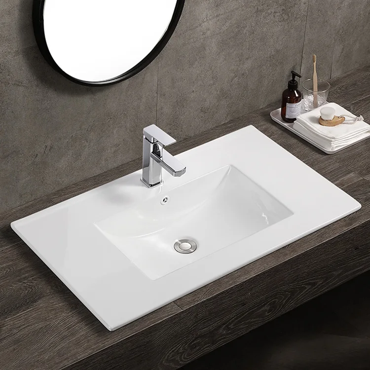 OVS Hotel Bathroom Vanity Sink Hands Washing Basin Rectangular Porcelain Cabinet Basins European undermount ceramic sink