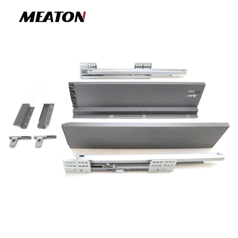 Meaton Hot Selling!!! Furniture Accessories Soft-closing slim box kitchen drawer system metal drawer box drawer organizer